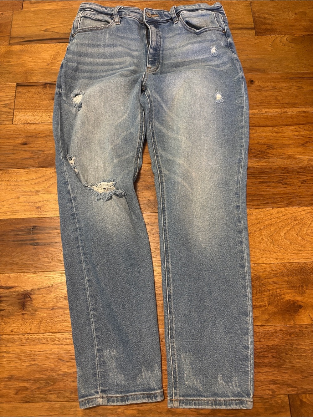KanCan Light Blue Distressed Straight-Leg Jeans